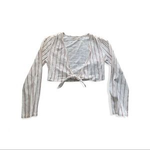 Urban Outfitters Tie-Up Crop Top Long Sleeve Striped Shirt Women’s Size XS